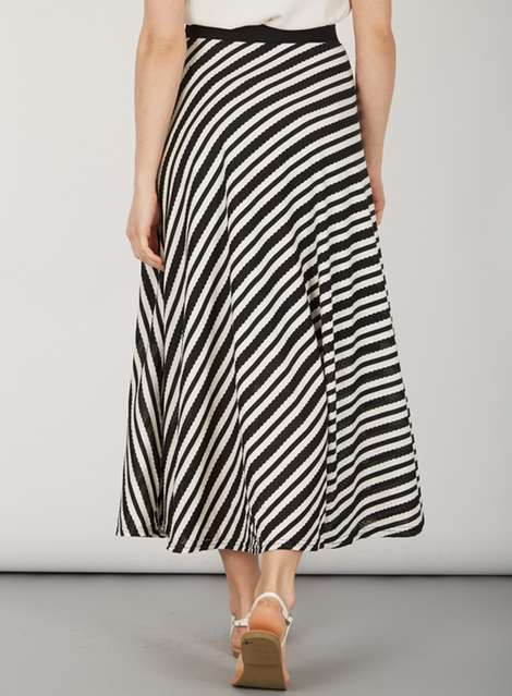 *Izabel London Monochrome Stripe Midi Skirt